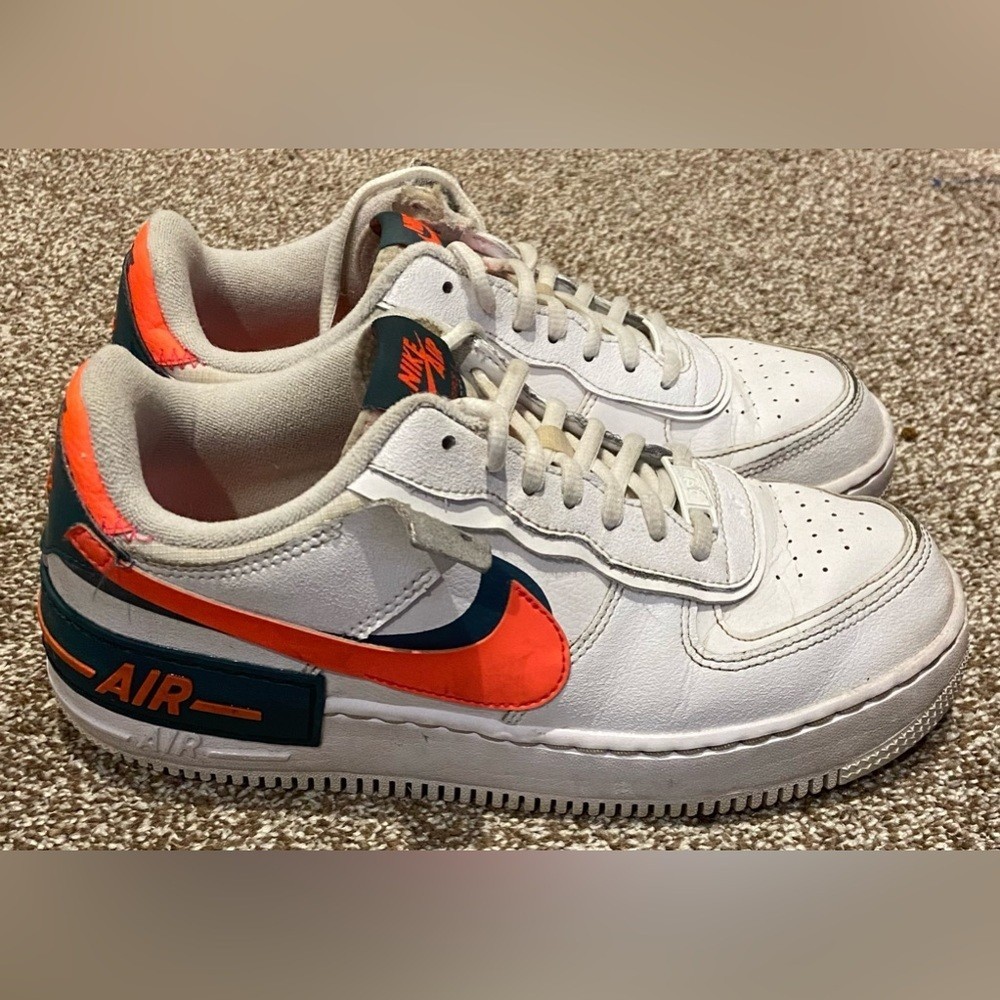 Nike Air Force 1 Shadow Basketball Shoes Women’s 9 White Solar Red Db3902-100